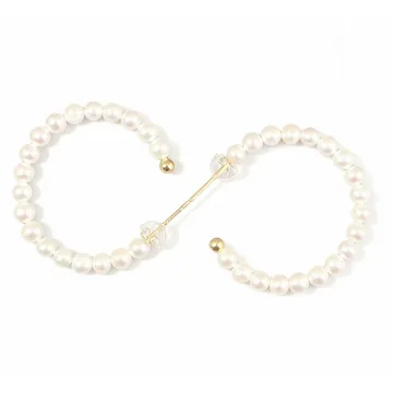 Cultured Freshwater Pearl Hoop Earrings in 14K Gold (4mm) - Wang Jewelry | Fine Jewelry For Every Day & Luxury Gifts - Wang Jewelry