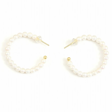 Cultured Freshwater Pearl Hoop Earrings in 14K Gold (4mm) - Wang Jewelry | Fine Jewelry For Every Day & Luxury Gifts - Wang Jewelry