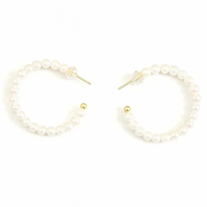 Cultured Freshwater Pearl Hoop Earrings in 14K Gold (4mm) - Wang Jewelry | Fine Jewelry For Every Day & Luxury Gifts - Wang Jewelry