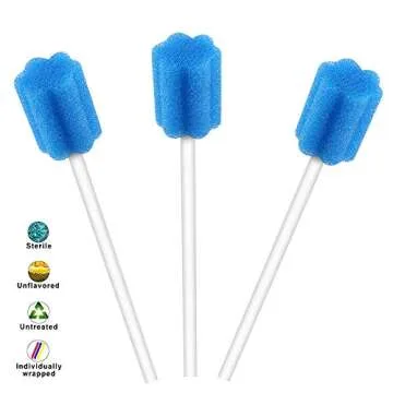 Wellgler's Disposable oral swabs,mouth swabs sponge Dental Swabs Unthreated （100pcs Blue)
