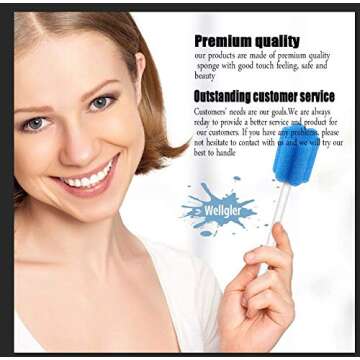 Wellgler's Disposable oral swabs,mouth swabs sponge Dental Swabs Unthreated （100pcs Blue)