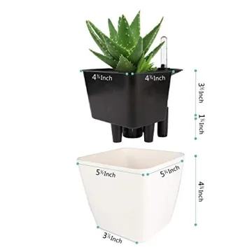T4U Self Watering Planter 5.5 Inch Set of 6 Stylish Pots