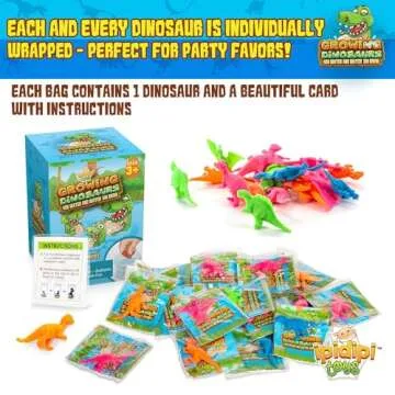 IPIDIPI TOYS Water Growing Dinosaur Toys for Kids - Fun Christmas Stocking Stuffers, Birthday Decorations, Party Favors, Holiday Fun Activities - Random Color, Pack of 25