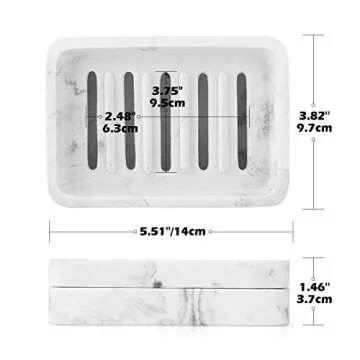 Luxspire Soap Dish Tray, Double Layer Draining Soap Holder, Detachable Soap Container Box for Bathroom Shower, Kitchen Sink Dish Sponge Holder, Drainer Soap Case - White Marble