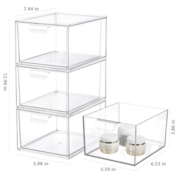 Syntus Stackable Acrylic Makeup Organizer Drawers