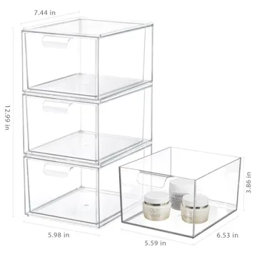Syntus Stackable Acrylic Makeup Organizer Drawers