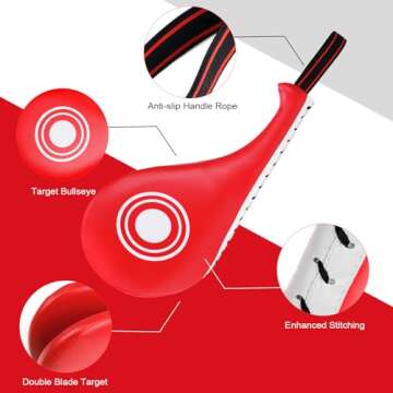3 in 1 Boxing Training Equipment, Punching Mitts, Martial Arts Target Training Paddle and Kicking Pa...