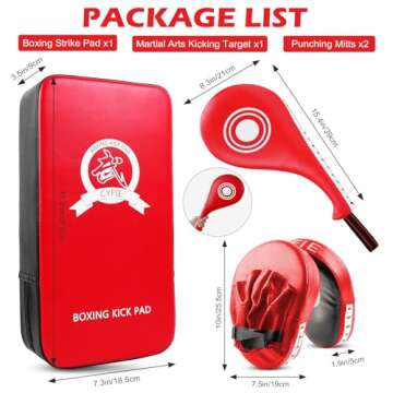 3 in 1 Boxing Training Equipment, Punching Mitts, Martial Arts Target Training Paddle and Kicking Pad for Kickboxing, Taekwondo, Karate, Muay Thai, Dojo, MMA, Sparring for Kids, Toddler, Women