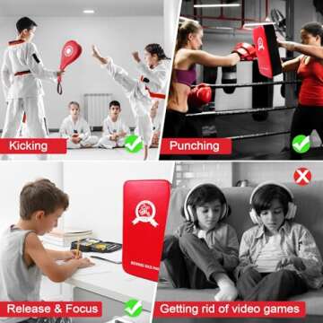 3 in 1 Boxing Training Equipment, Punching Mitts, Martial Arts Target Training Paddle and Kicking Pad for Kickboxing, Taekwondo, Karate, Muay Thai, Dojo, MMA, Sparring for Kids, Toddler, Women