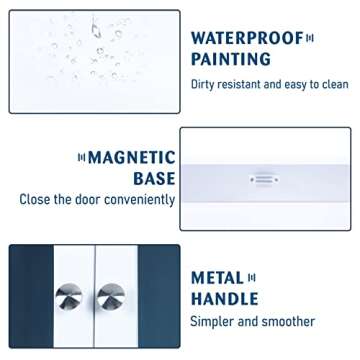 MAISON ARTS Bathroom Medicine Cabinet with Mirror and Adjustable Shelf, Medicine Cabinets Bathroom Cabinet Wall Mounted for Kitchen, Living Room and Laundry Room