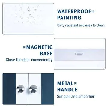 MAISON ARTS Bathroom Medicine Cabinet with Mirror and Adjustable Shelf, Medicine Cabinets Bathroom Cabinet Wall Mounted for Kitchen, Living Room and Laundry Room