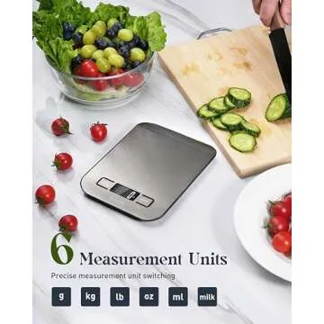 Tcsxady Food Scale, 11lb Digital Kitchen Scale with 6 Units LCD Display and Tare Function, Compact D...