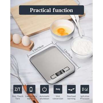 Tcsxady Digital Kitchen Scale - 11lb with 6 Units Display
