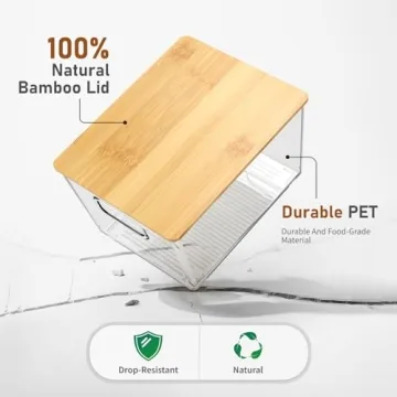 Stackable IDEATECH Pantry Organizers with Bamboo Lids