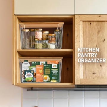 Stackable IDEATECH Pantry Organizers with Bamboo Lids