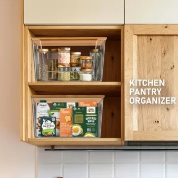 Stackable IDEATECH Pantry Organizers with Bamboo Lids