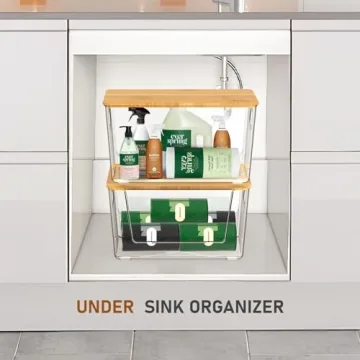 Stackable IDEATECH Pantry Organizers with Bamboo Lids