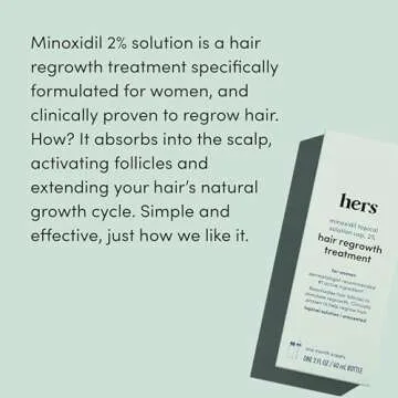 hers Topical Minoxidil Solution, 2% - Hair Growth Treatment for Women - Clinically Proven to Reduce Hair Loss in 3-6 Months - Unscented, 2 Pack