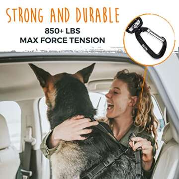 Mighty Paw Dog Seat Belt For Car - LATCH Compatible Adjustable Dog Seatbelt Harness for Small, Medium and Large Pets. Distraction Free Driving, Heavy-Duty Design with Aviation Grade Aluminum Carabiner