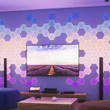 Nanoleaf Shapes WiFi and Thread Smart RGBW 16M+ Color LED Dimmable Gaming and Home Decor Wall Lights Expansion Pack Hexagons (3 Pack)