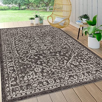 JONATHAN Y SMB104C-8 Malta Bohemian Medallion Textured Weave Indoor Outdoor Area -Rug, Coastal, Trad...