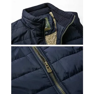 Vcansion Men's Outdoor Stand Collar Fleece Jacket Vest Casual Padded Vest Coats Light Blue US L