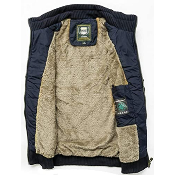 Vcansion Men's Outdoor Stand Collar Fleece Jacket Vest Casual Padded Vest Coats Light Blue US L
