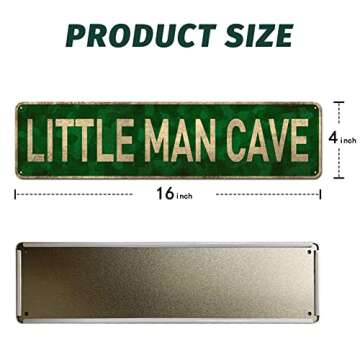 CIVOTIL Little Man Cave Wall Sign - Toddler Room Decor, 4" x 16" Decoration