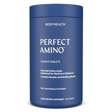 BodyHealth PerfectAmino (300 ct) Essential Amino Acids Supplement, Vegan Protein for Pre/Post Workou...
