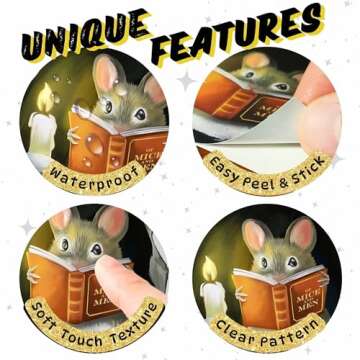 Mouse Reading Book, Wall Decor Sticker Decal, Kids Room, Classroom, Home, Bedroom, Bookcase, Book Lover, of Mice and Men, Children, Adorable, (Mouse Reading Book)