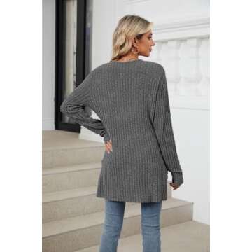 Cardigan for Women Fashion Lightweight Fall Long Sleeve Tops Vacation Outdoors Loose Casual Outerwear Darkgrey X-Large