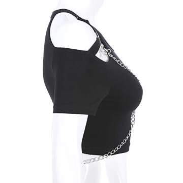 Stylish Women Punk Gothic T-Shirt with Chains for Casual Wear