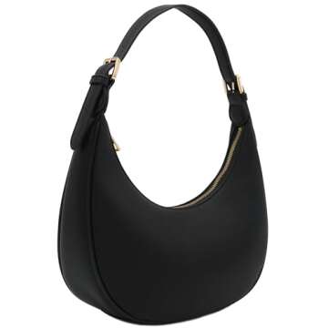 Elegant Crescent Shoulder Bag Underarm Purse (Black)