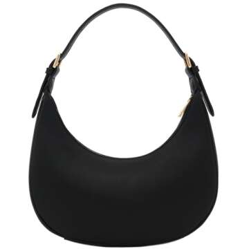 Elegant Crescent Shoulder Bag Underarm Purse (Black)