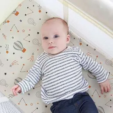 Pack n Play Sheets, BROLEX 2 Pack Mini Crib Sheets,Stretchy Portable Fitted Playard Sheet Set, Convertible Playard Mattress Cover,Ultra Soft Breathable Material,Starsmoon Balloon