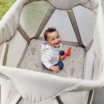 Pack n Play Sheets, BROLEX 2 Pack Mini Crib Sheets,Stretchy Portable Fitted Playard Sheet Set, Convertible Playard Mattress Cover,Ultra Soft Breathable Material,Starsmoon Balloon