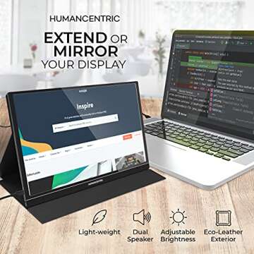 HumanCentric Portable Monitor - 15.6" USB-C External Display for Laptops