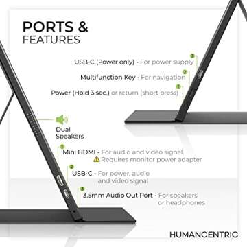 Lightweight 15.6" HumanCentric Portable Monitor for Laptops