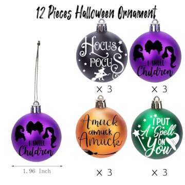 Hocus Pocus Halloween Ornaments Set for Tree Decor