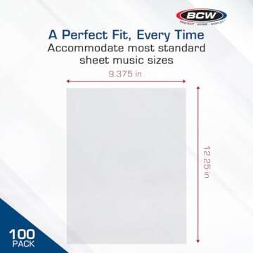 BCW Sheet Music Sleeves - Archival Quality 100 Pack