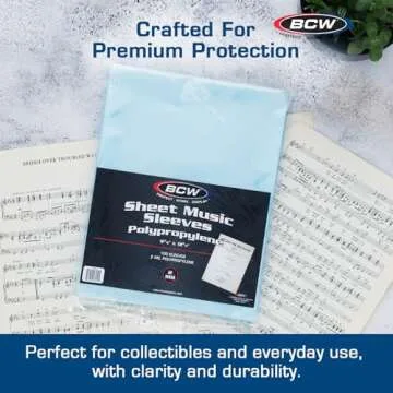BCW Sheet Music Sleeves - Archival Quality 100 Pack