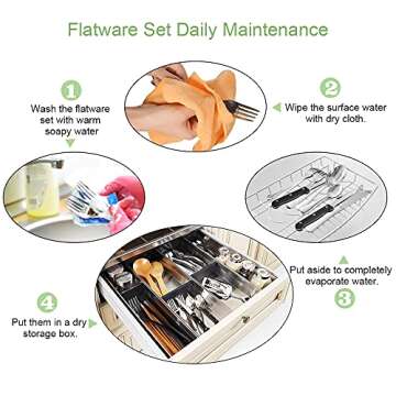 ENLOY 24 Pieces Silverware Set with Steak Knives, Stainless Steel Flatware Cutlery, Include Knife Fork Spoon, Mirror Polished, Dishwasher Safe, Service for 4