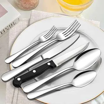 ENLOY 24-Piece Premium Silverware Set, Dishwasher Safe
