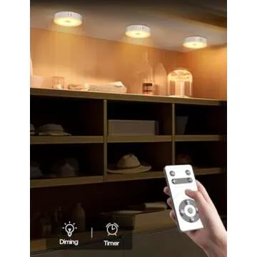 Goodea Led Under Cabinet Lights, Wireless Motion Sensor Rechargeable Light, Puck Lights with Remote, 1000mAh Under Counter Lights for Kitchen,cabinets (Warm White 6 Pack)