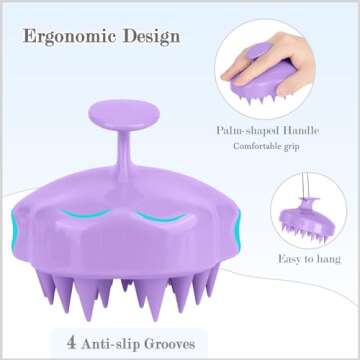 FREATECH Hair Scalp Massager Shampoo Brush with Soft Silicone Bristles for Scalp Care and Hair Growt...