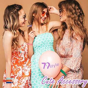 79STYLE 100Pcs No Crease Hair Ties For Women Fabric Hair Ties Cloth Ribbon Hair Scrunchies Knotted P...