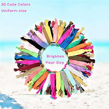 79STYLE 100Pcs No Crease Hair Ties For Women Fabric Hair Ties Cloth Ribbon Hair Scrunchies Knotted Ponytail Holders. Yoga Twist Flat Hair Bands Bulk Elastic Hair Ties Bracelet Grils (Mutil-20Colors)