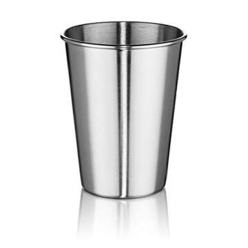 Hudson Essentials 7 oz. Stainless Steel Cups - Stackable and Unbreakable Drinking Cups- Great for Kids - Set of 6 (7 oz.)