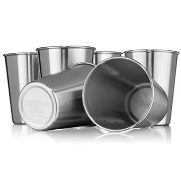 Hudson Essentials 7 oz. Stainless Steel Cups - Stackable and Unbreakable Drinking Cups- Great for Kids - Set of 6 (7 oz.)