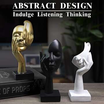 prosfalt 3 Pcs Thinker Statue,Modern Home Resin Sculptures,Collectible Figurines for Home Office Boo...